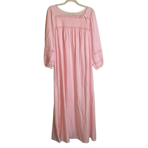 VTG Vanity Fair Womens Pink Brushed Nylon Nightgown Size Medium Cottage Feminine - Picture 1 of 14